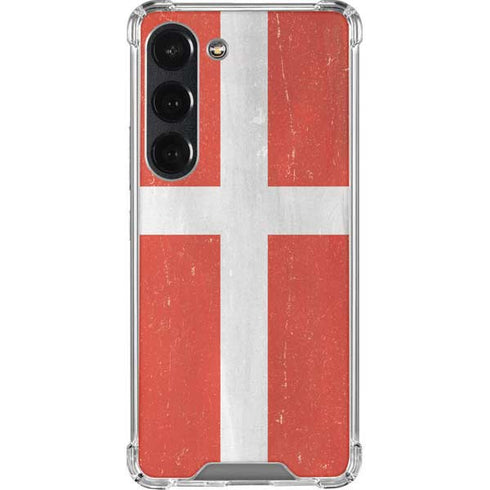 Denmark Flag Distressed Galaxy S23 Clear Case